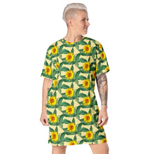 Load image into Gallery viewer, &quot;Sun-Kissed Elegance: Yellow Rose T-Shirt Dress - Effortless Floral Fashion&quot;
