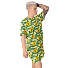 Load image into Gallery viewer, &quot;Sunny Days, Stylish Ways: Yellow Rose T-Shirt Dress - Embrace the Floral Trend&quot;
